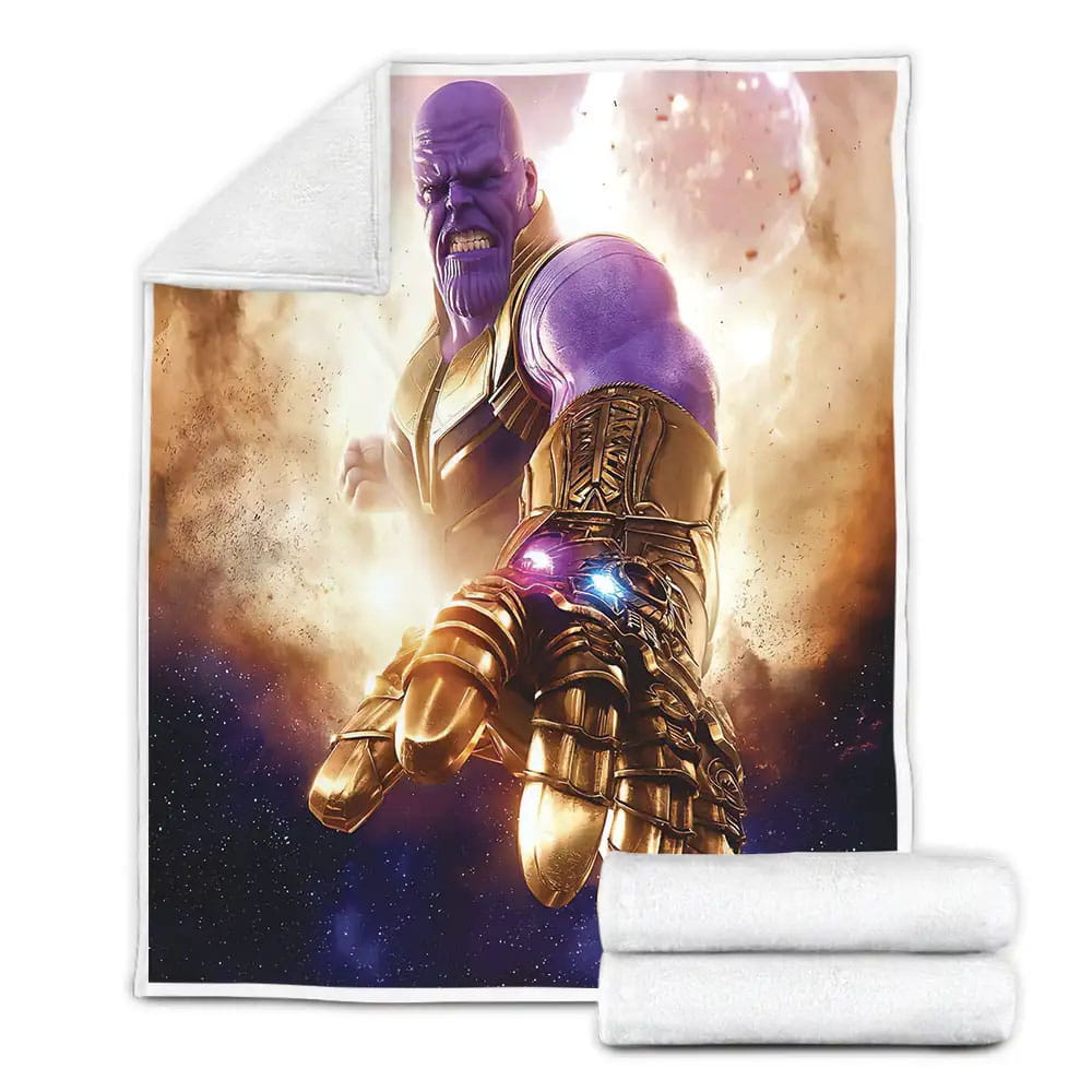Thanos And The Galaxy Fleece Blanket Gift For Christmas Thanksgiving Halloween