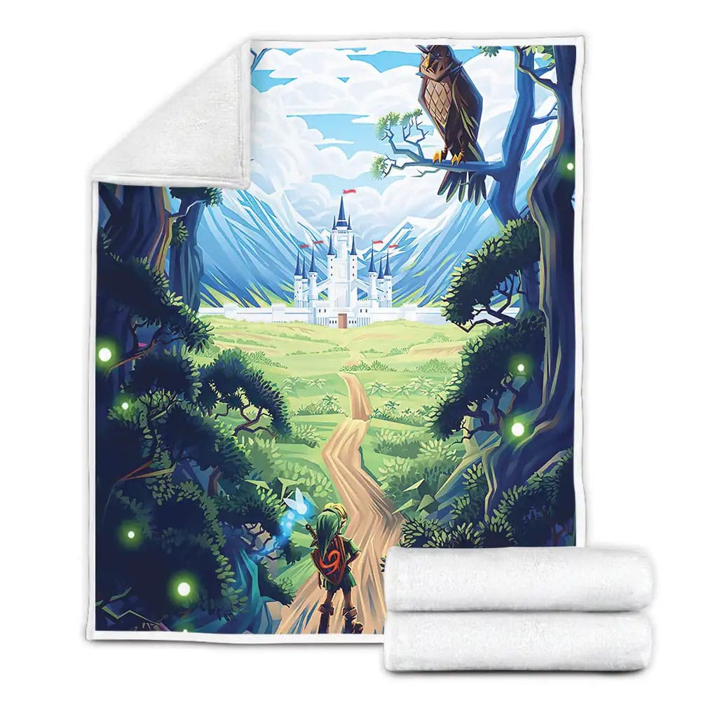 The Legend Of Zelda Link And The Hyrule Castle Fleece Blanket Perfect 