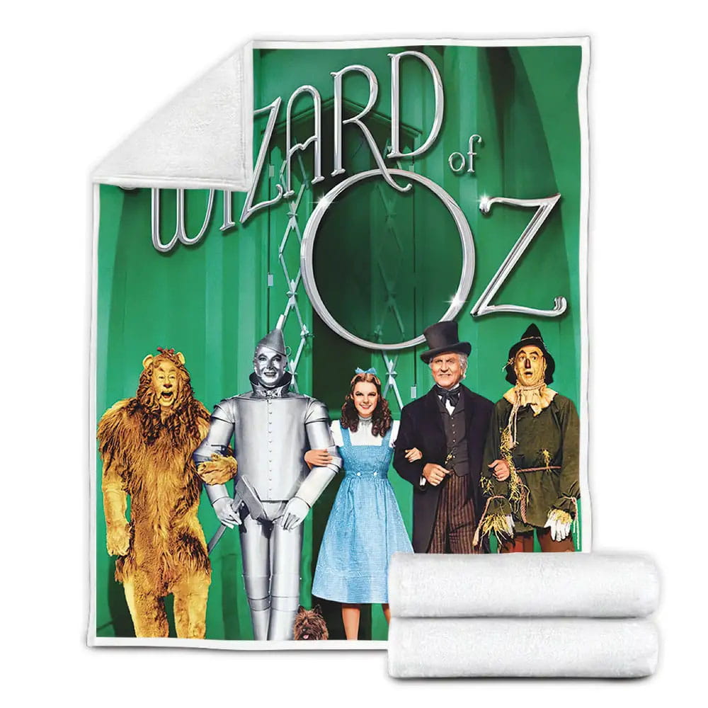 The Wizard Of Oz Movie Green Background Poster Fleece Blanket Perfect 