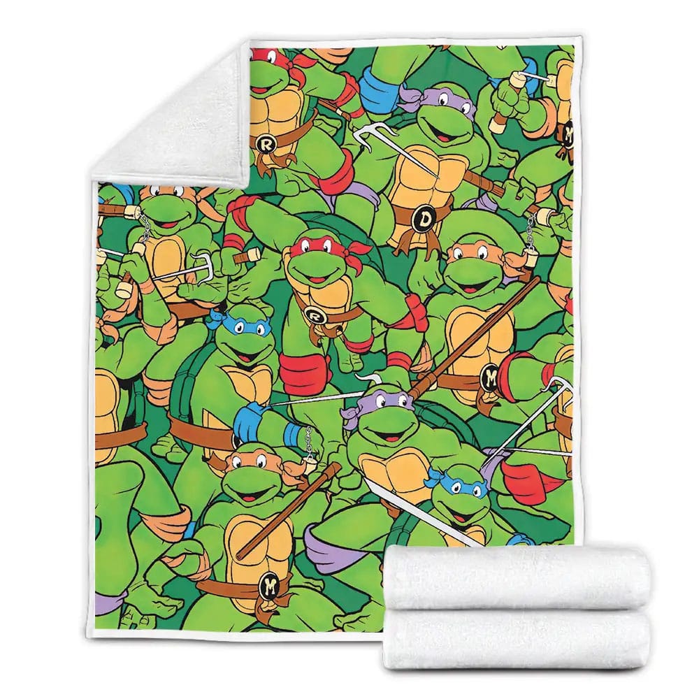 Teenage Mutant Ninja Turtles Comic Art Pattern Fleece Blanket Perfect 