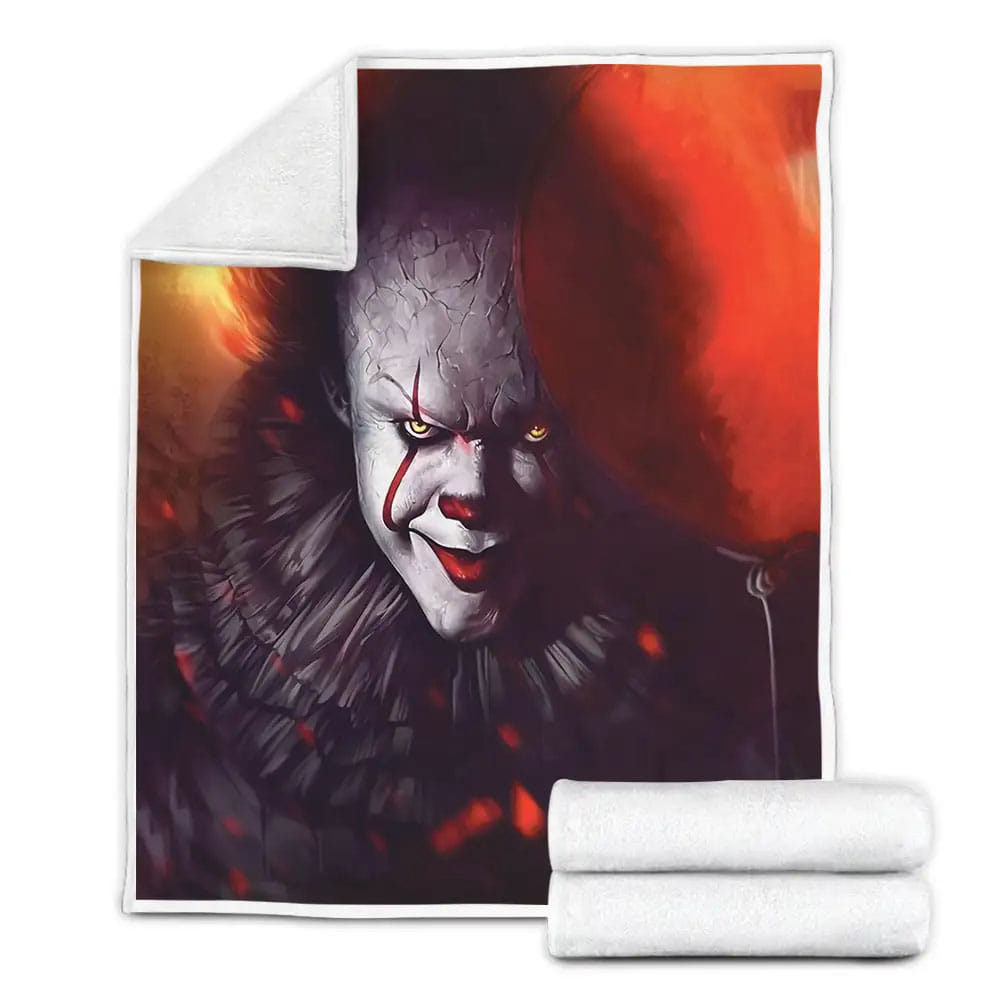 Portrait Of Pennywise Fleece Blanket Gift For Christmas Thanksgiving Halloween