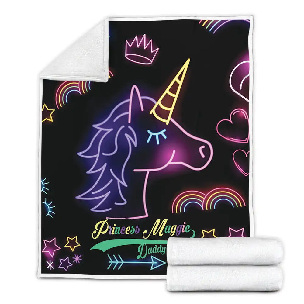 Led Unicorn Petmytshirt Custom Name Fleece Blanket Gift For Wife Husband Besties