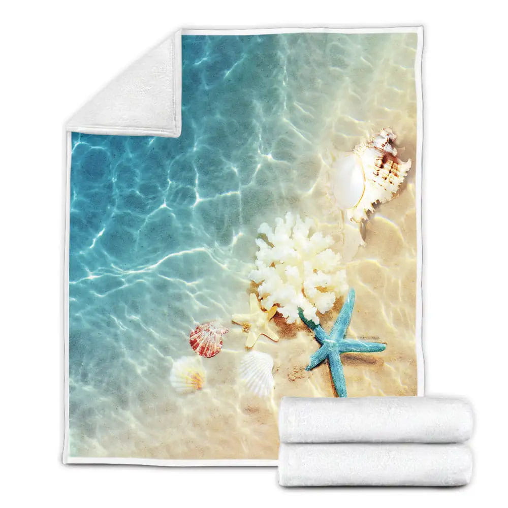 Summer Beach Seashore Fleece Blanket Gift For Christmas Thanksgiving Halloween