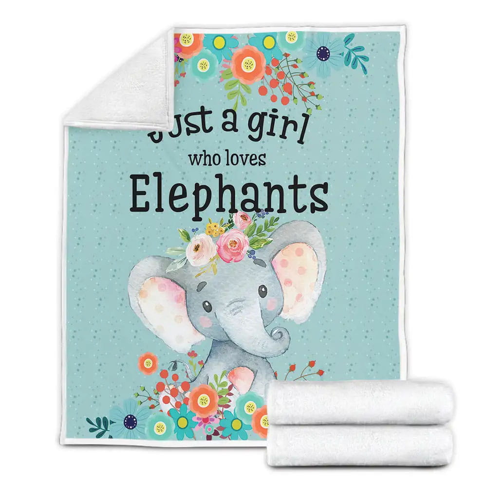 Just A Girl Who Loves Elephants Cute Fleece Blanket Gift For Wife Husband Besties