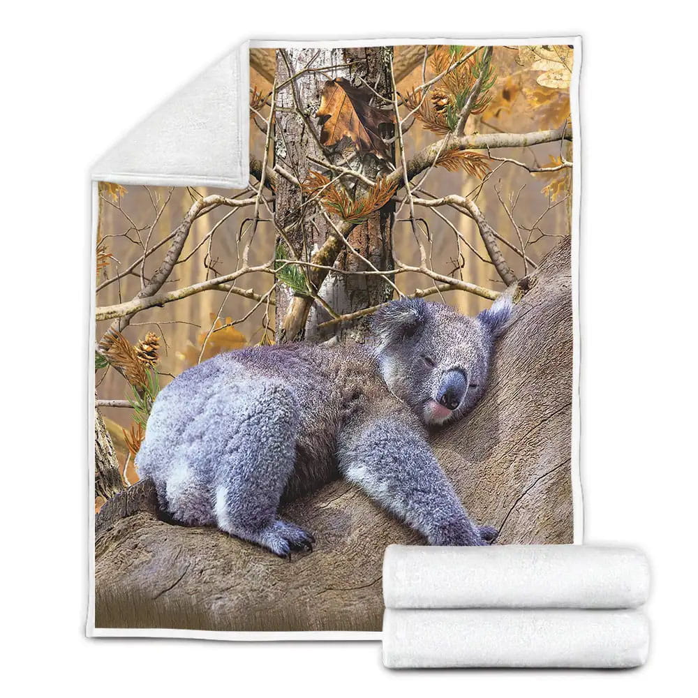 Koala Sleeping Fleece Blanket Gift For Birthday Halloween Christmas Thanksgiving