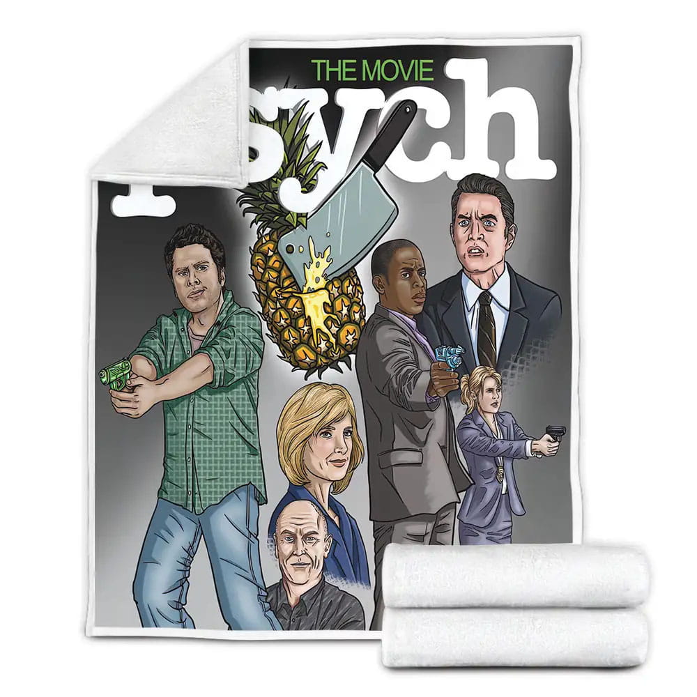 Psych 2006?2014 Movie Illustration Fleece Blanket Gift For Wife Husband Besties