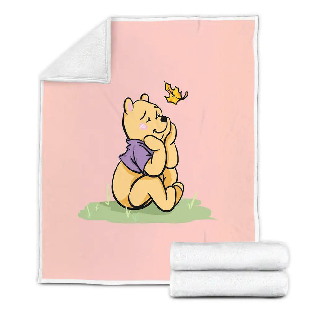 Disney Winnie The Pooh In Pink Theme Fleece Blanket Gift For Wife Husband Besties