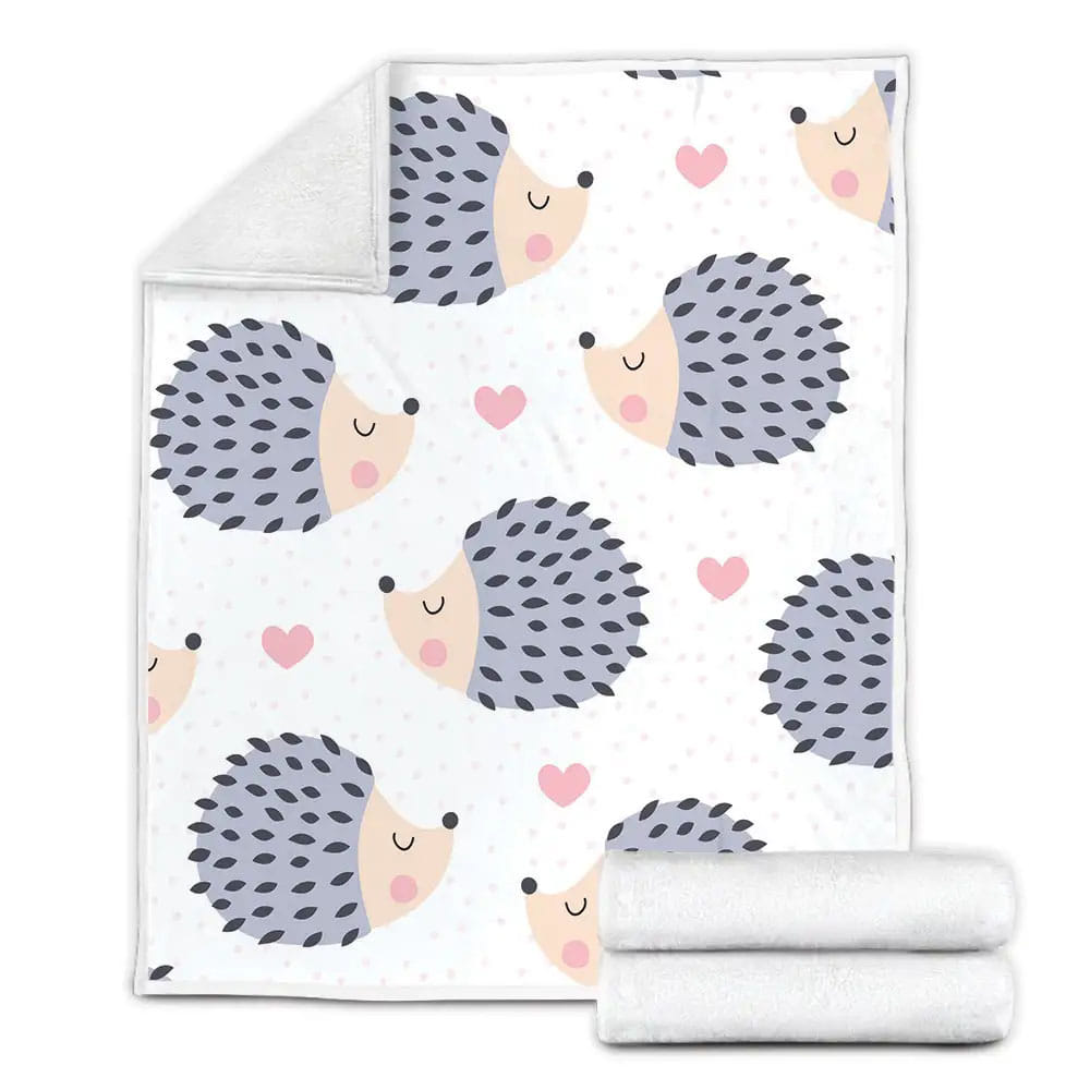 Hedgehog Cute Pattern Fleece Blanket Gift For Christmas Thanksgiving Halloween
