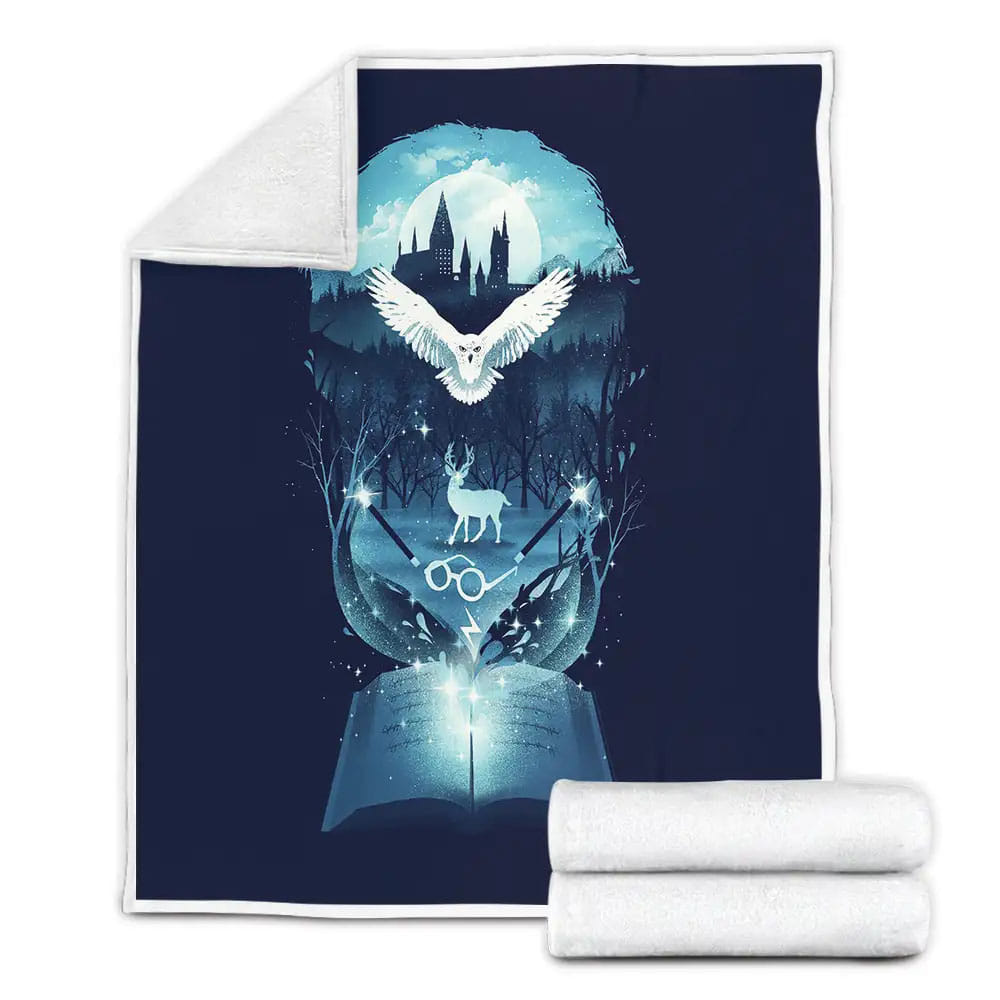 Harry Potter Magical World From A Book Artwork Fleece Blanket Perfect 