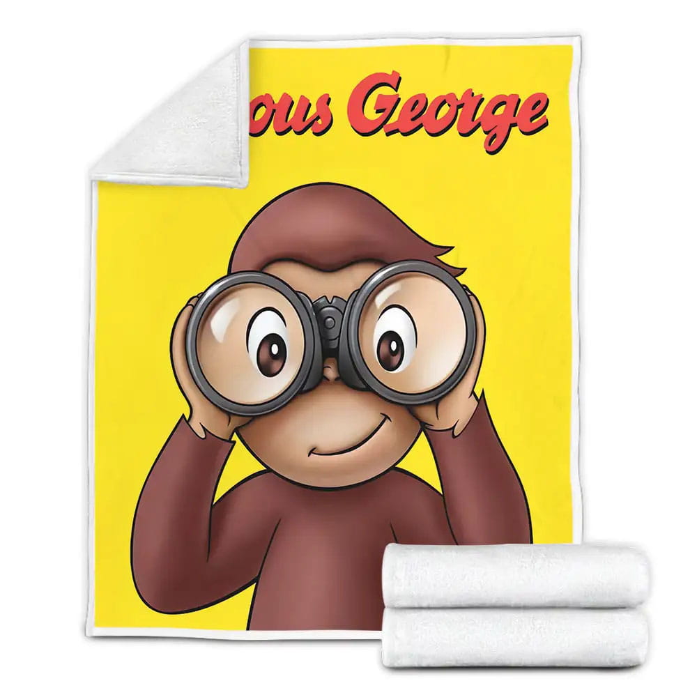 Curious George Fleece Blanket Gift For Birthday Halloween Christmas Thanksgiving