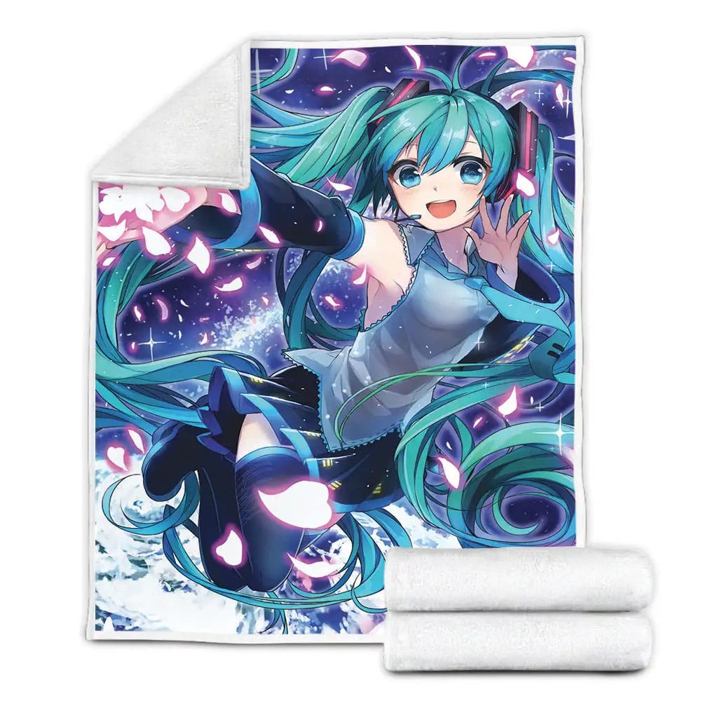 Hatsune Miku And Sakura Fleece Blanket Gift For Christmas Thanksgiving Halloween