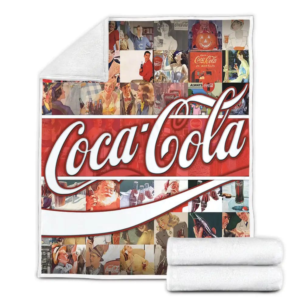 Coca-Cola Logo In Advertising Drink Background Fleece Blanket Perfect 