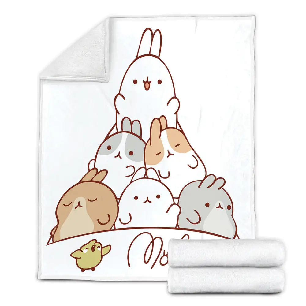 Molang Main Characters Fleece Blanket Gift For Christmas Thanksgiving Halloween