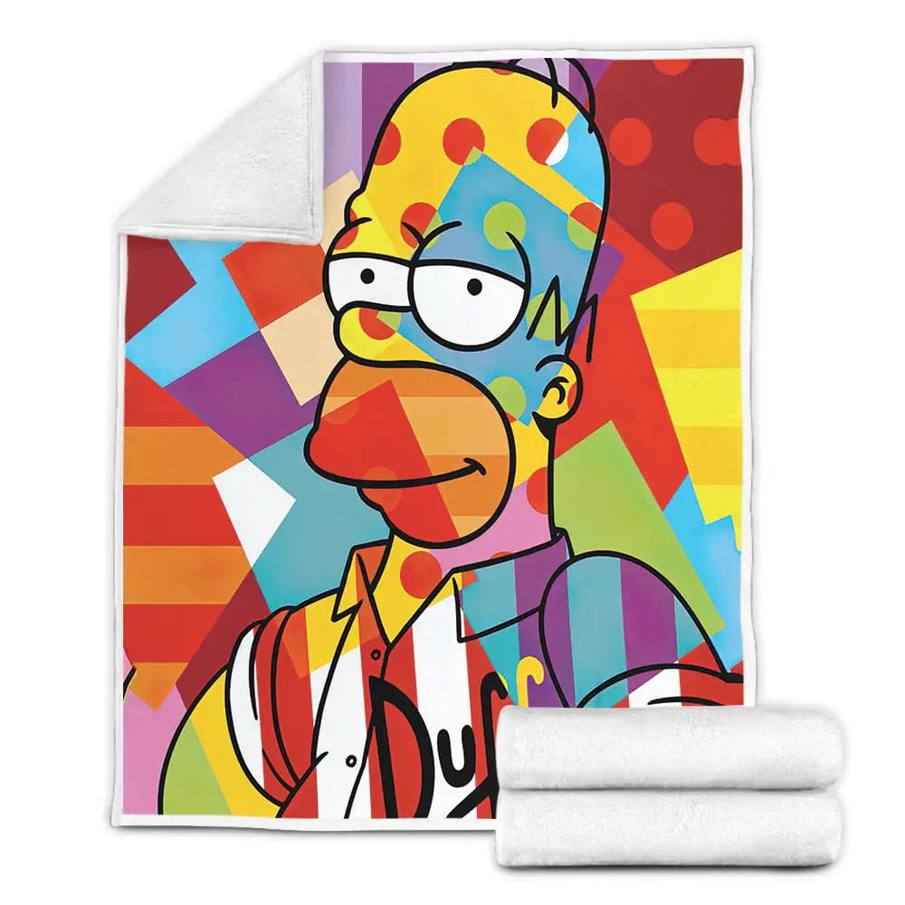 The Simpsons Homer In Colorful Pop Art Portrait Fleece Blanket Perfect 