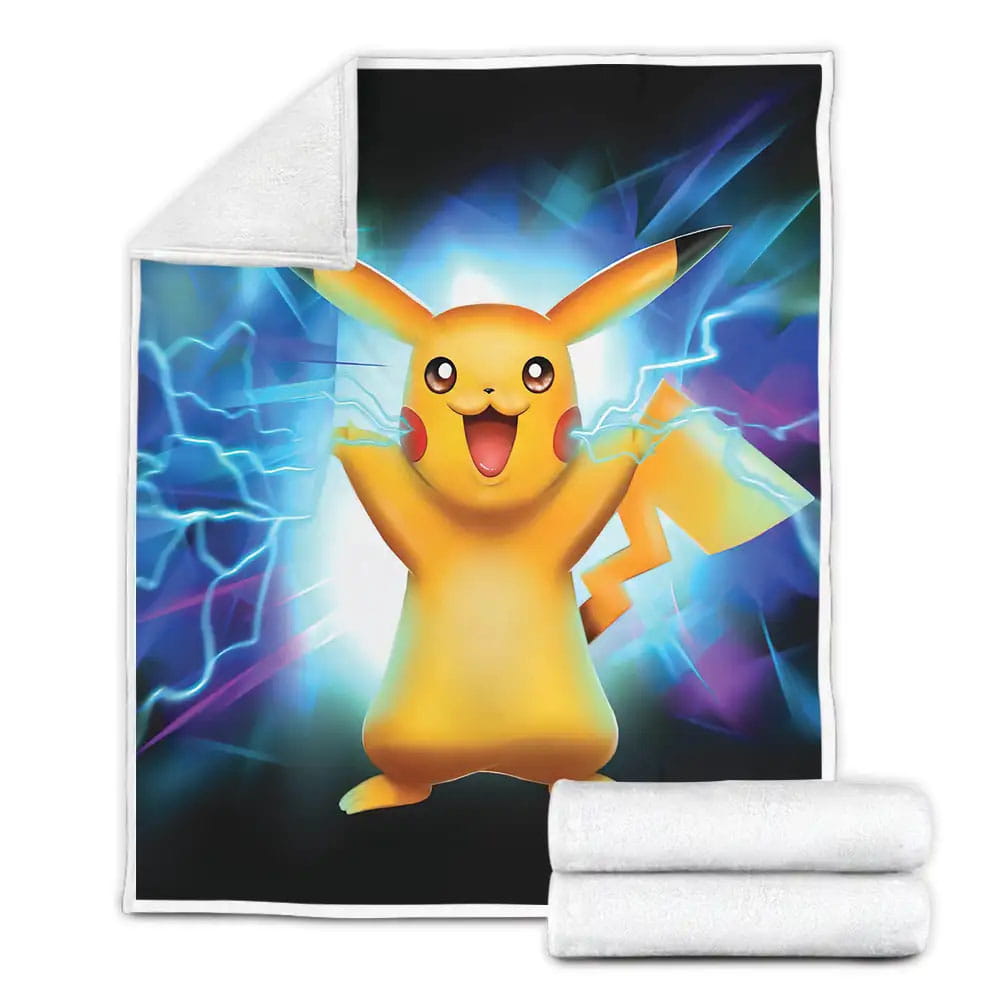 Pokemon Pikachu With Reed Cheeks Cap Fleece Blanket Gift For Wife Husband Besties