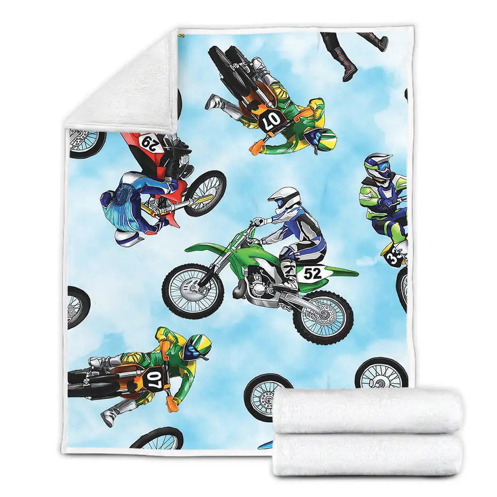 Dirt Bike Jumps Fleece Blanket Gift For Birthday Halloween Christmas Thanksgiving