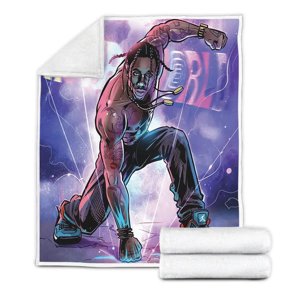 Travis Scott X Fortnite Astroworld Illustration Fleece Blanket Perfect 