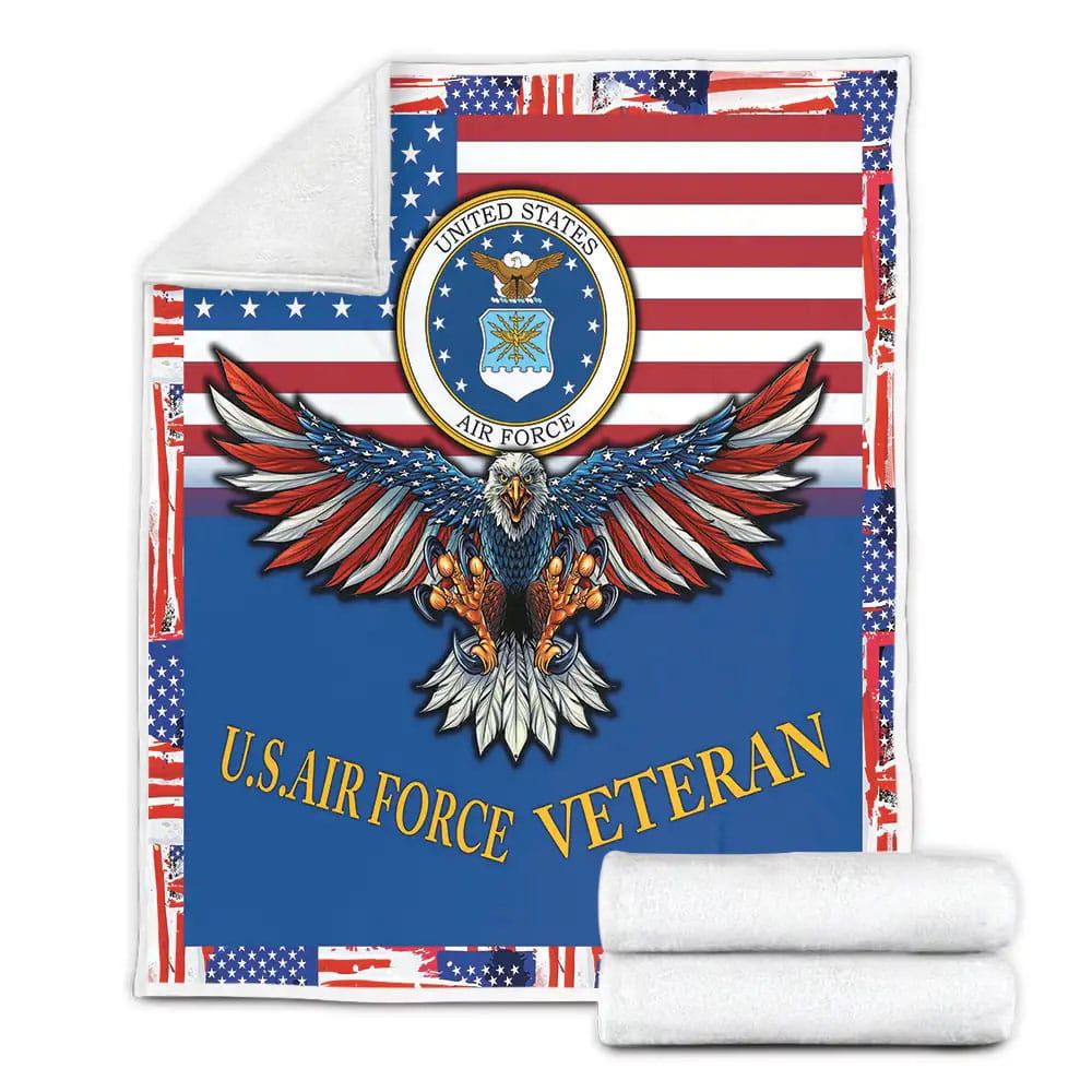U.S. Air Force Veteran Fleece Blanket Gift For Christmas Thanksgiving Halloween