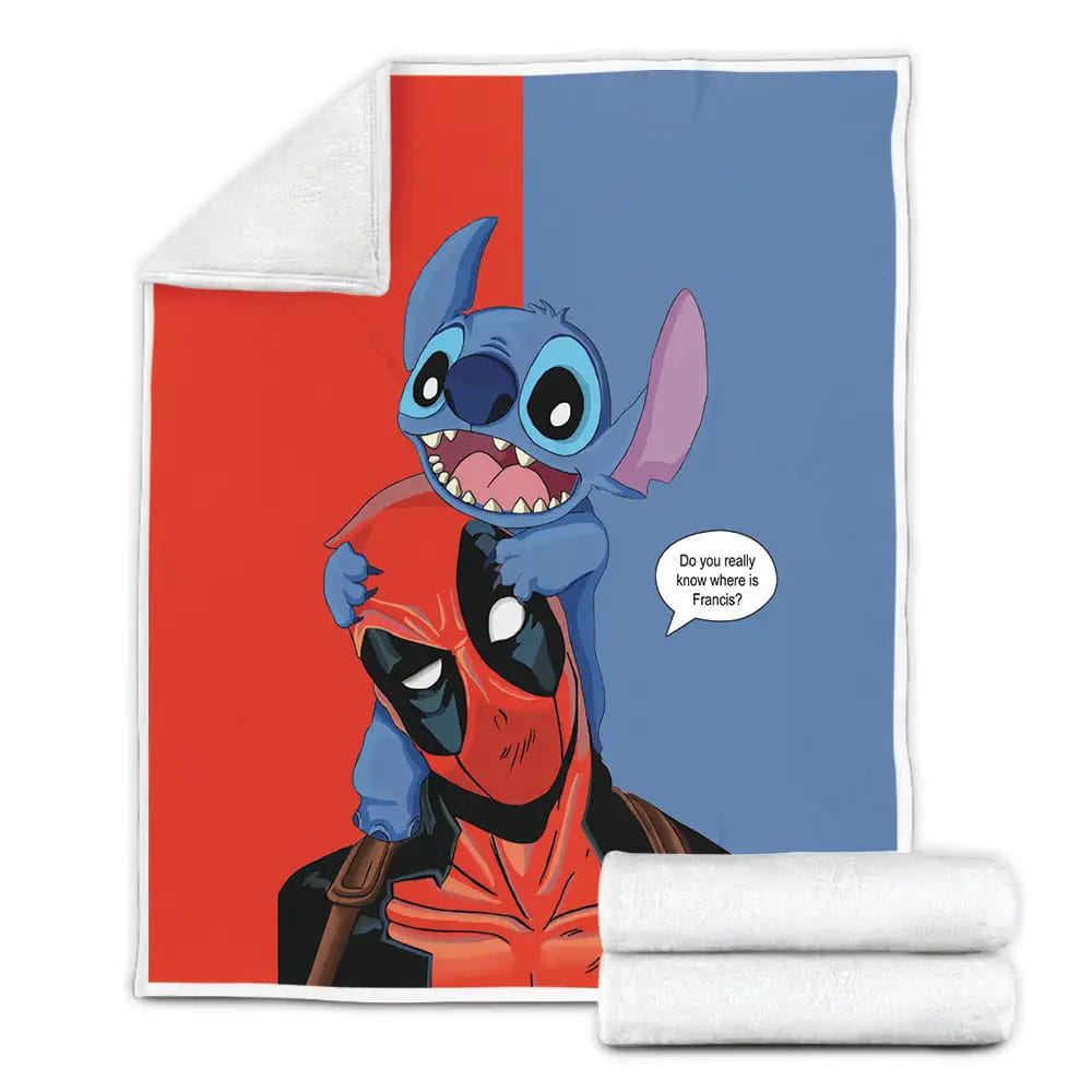 Stitch Deadpool Disney Fleece Blanket Gift For Christmas Thanksgiving Halloween