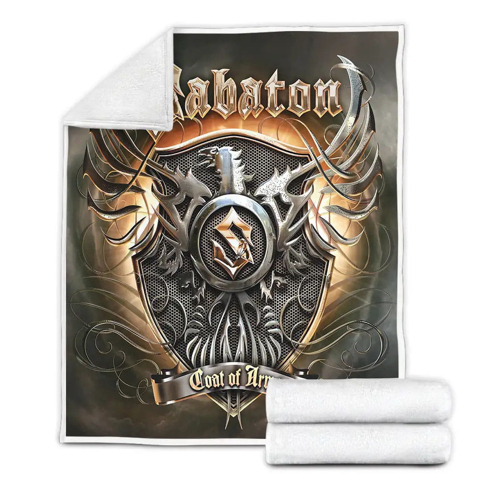 Sabaton Band Coat Of Arms Album Cover Fleece Blanket Gift For Wife Husband Besties