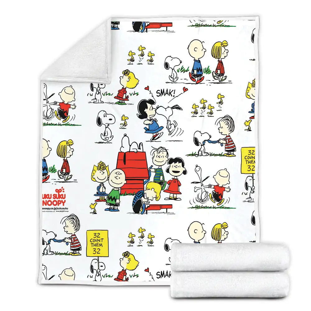 Peanuts Friends Funny Moments Pattern Fleece Blanket Gift For Wife Husband Besties