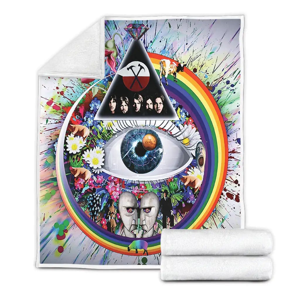 Pink Floyd Psychedelic Trippy Artwork Fleece Blanket Gift For Wife Husband Besties