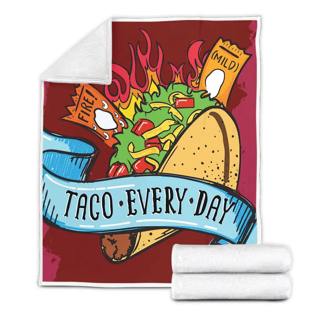 Taco Bell Taco Every Day Illustration Fleece Blanket Gift For Wife Husband Besties