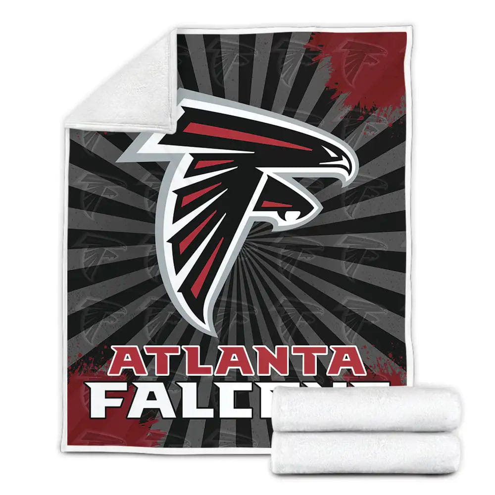 Iconic Colors 3D Logo Atlanta Falcons Fleece Blanket Gift For Wife Husband Besties