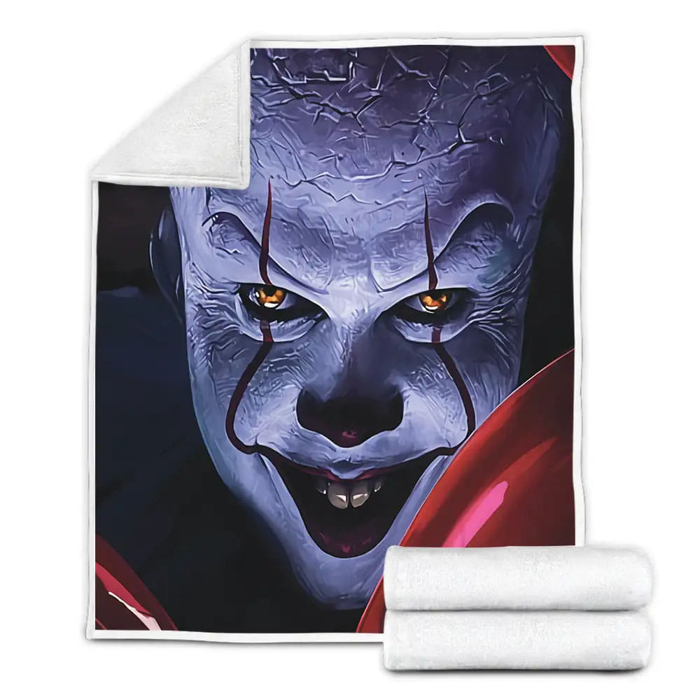 IT Movie Creepy Pennywise Scary Clown Fleece Blanket Gift For Wife Husband Besties