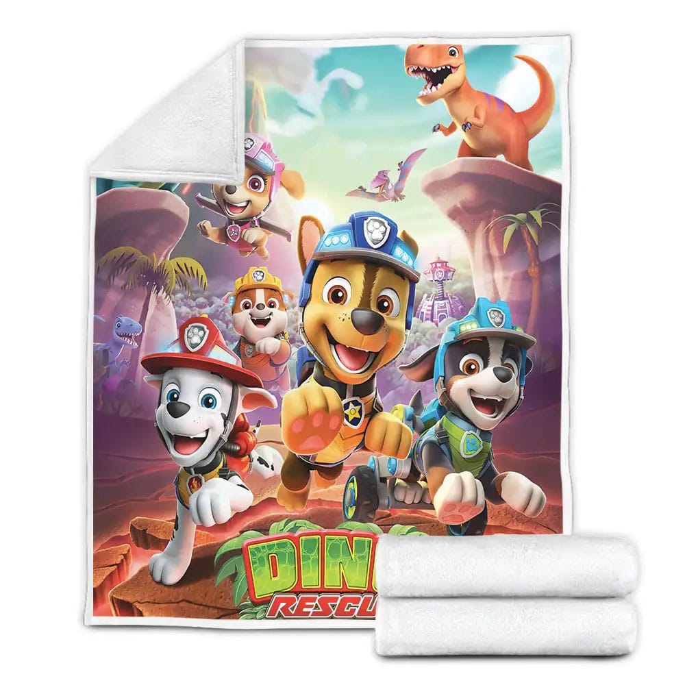 Paw Patrol Dino Rescue Fleece Blanket Gift For Christmas Thanksgiving Halloween