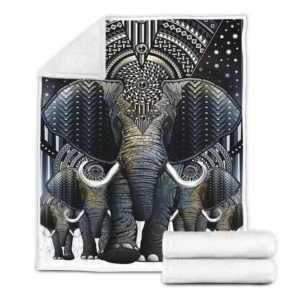 Giant Elephant Familys Fleece Blanket Gift For Christmas Thanksgiving Halloween