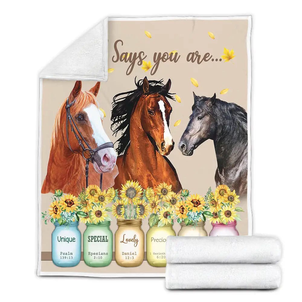 Horse God Says You Are Fleece Blanket Gift For Christmas Thanksgiving Halloween
