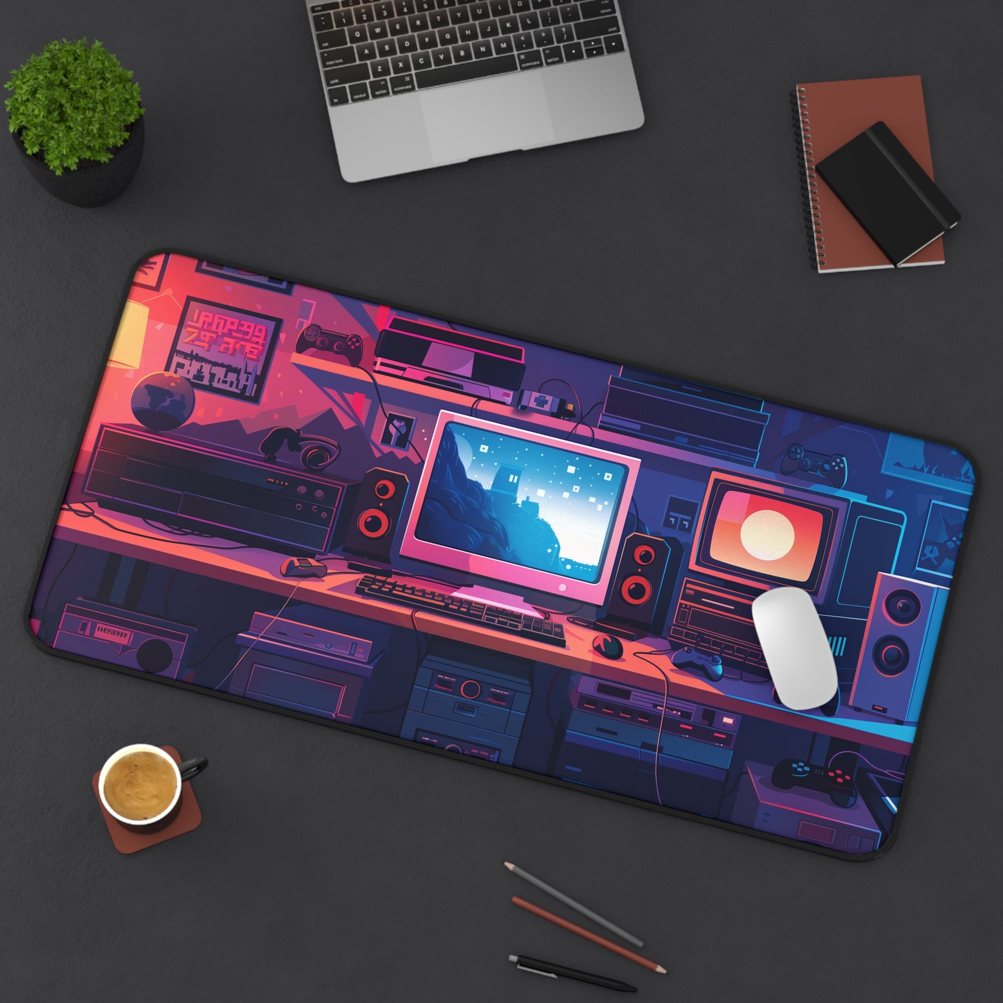 Allleftout Neon Room Desk Mat, Gaming Keyboard Matt, Mousepad Large, Xxl Extended Deskpad Mouse Pad
