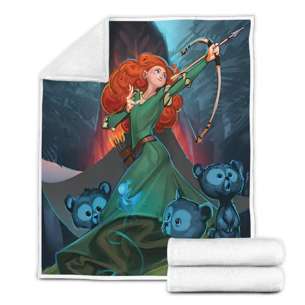 Disney Princess Merida And Little Bears Fleece Blanket Gift For Wife Husband Besties