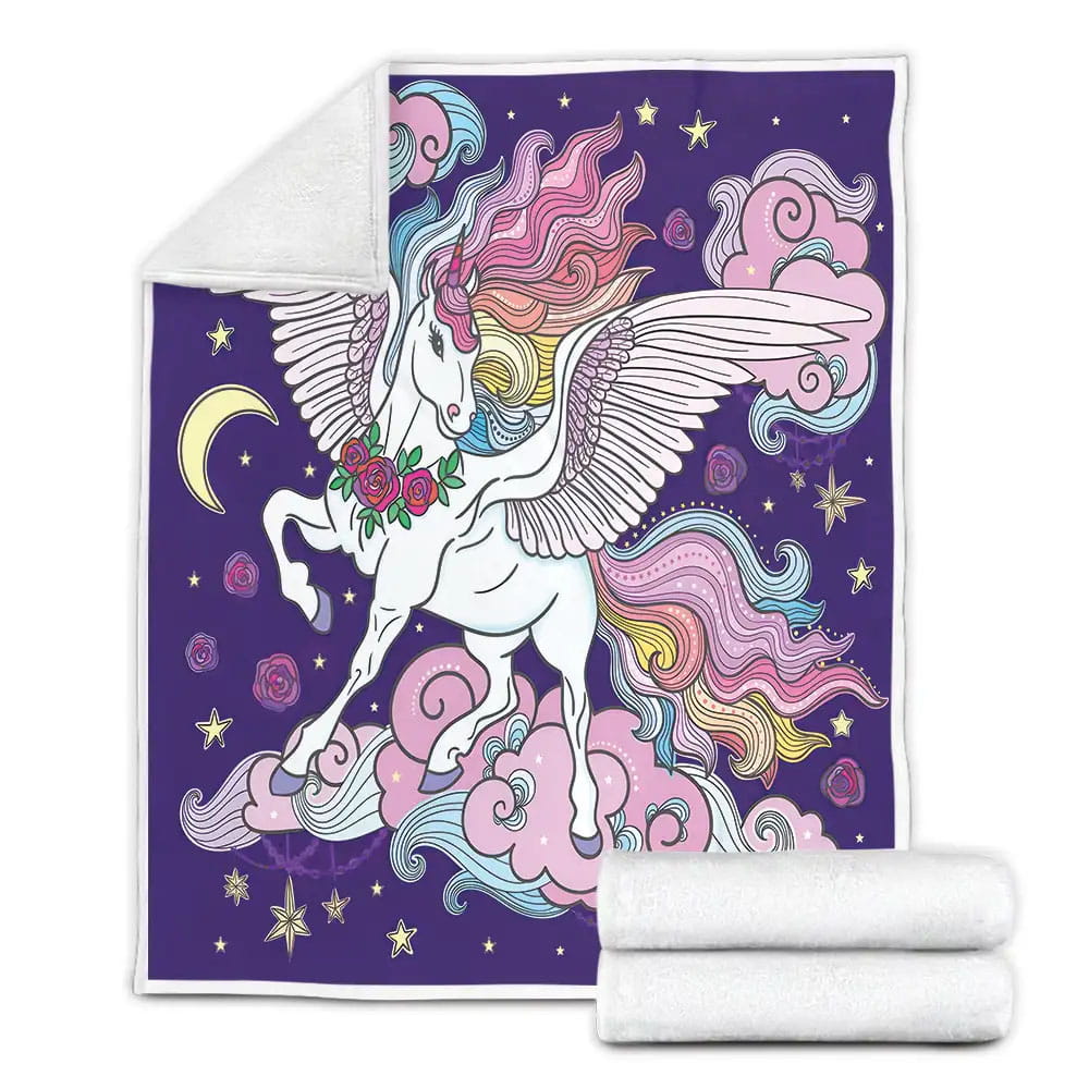 Cartoon Unicorn Fleece Blanket Gift For Birthday Halloween Christmas Thanksgiving