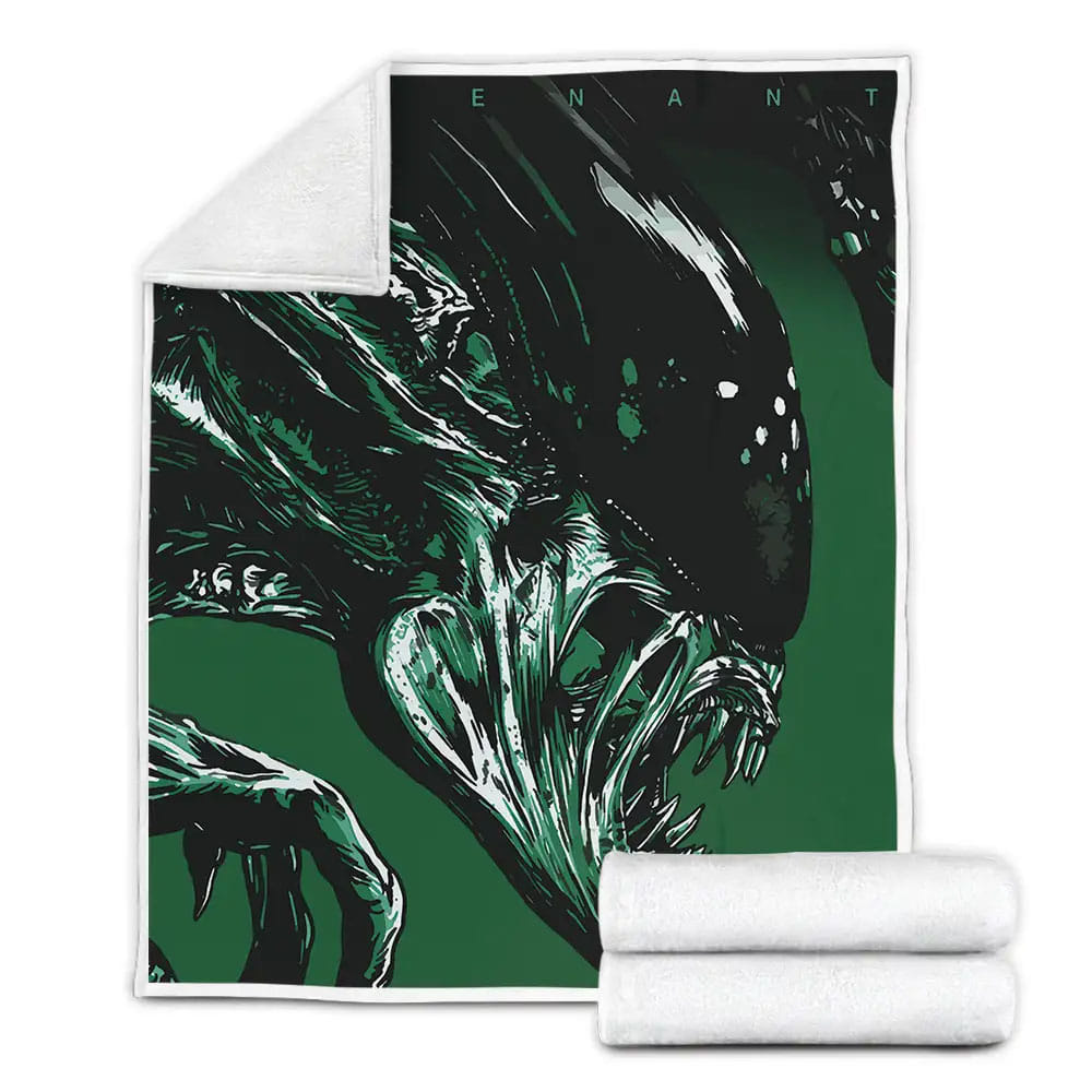 Alien Xenomorph Poster Fleece Blanket Gift For Christmas Thanksgiving Halloween