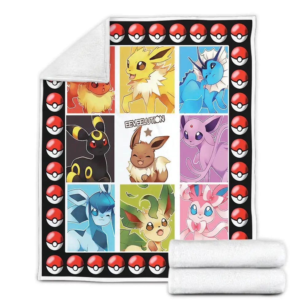 Pokemon Eevee Evolution Fleece Blanket Gift For Christmas Thanksgiving Halloween