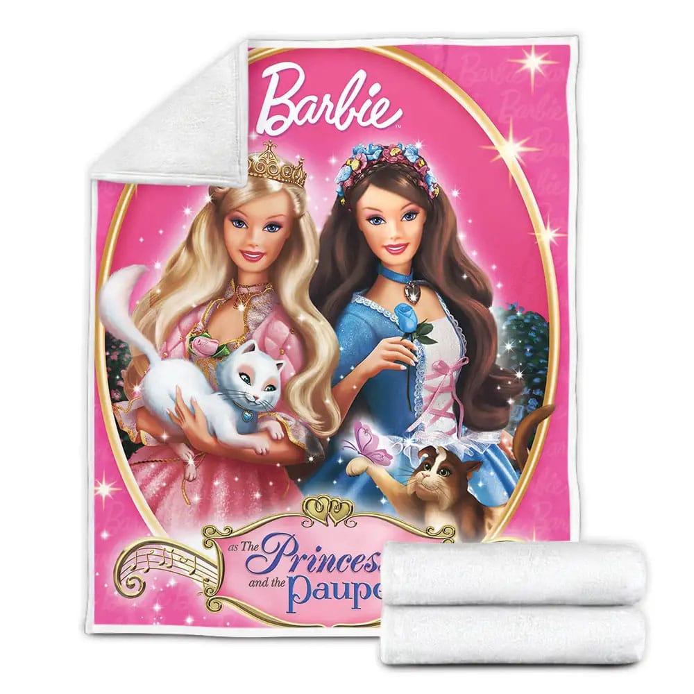 Barbie and Dogs Themed Fleece Blanket Gift For Christmas Thanksgiving Halloween