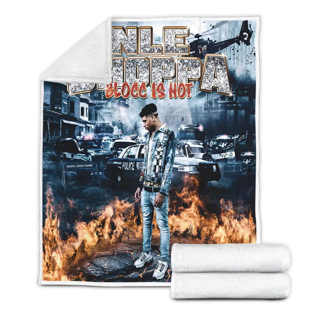 Nle Choppa Blocc Is Hot Fleece Blanket Gift For Christmas Thanksgiving Halloween