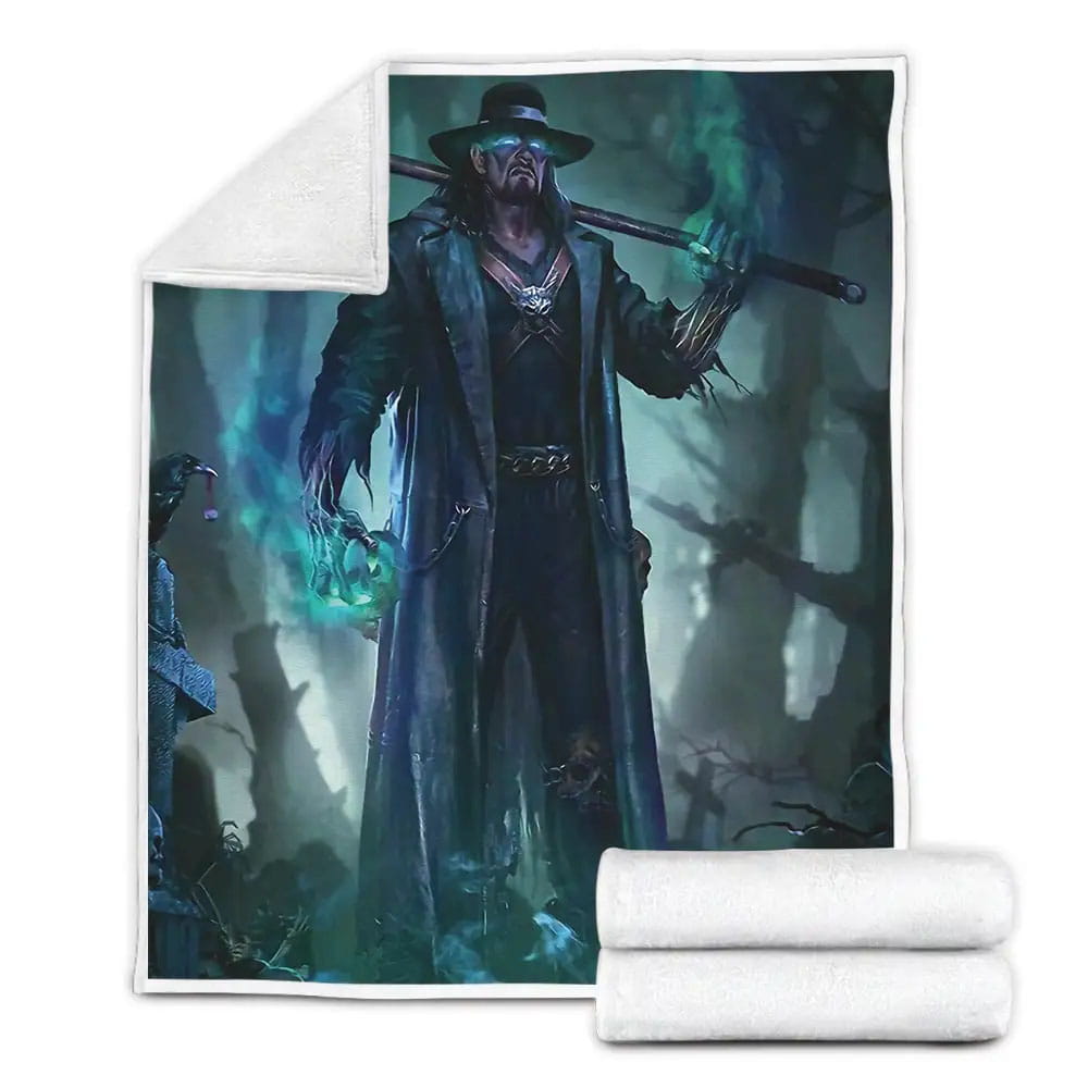 Skull Undertaker Fleece Blanket Gift For Birthday Halloween Christmas Thanksgiving