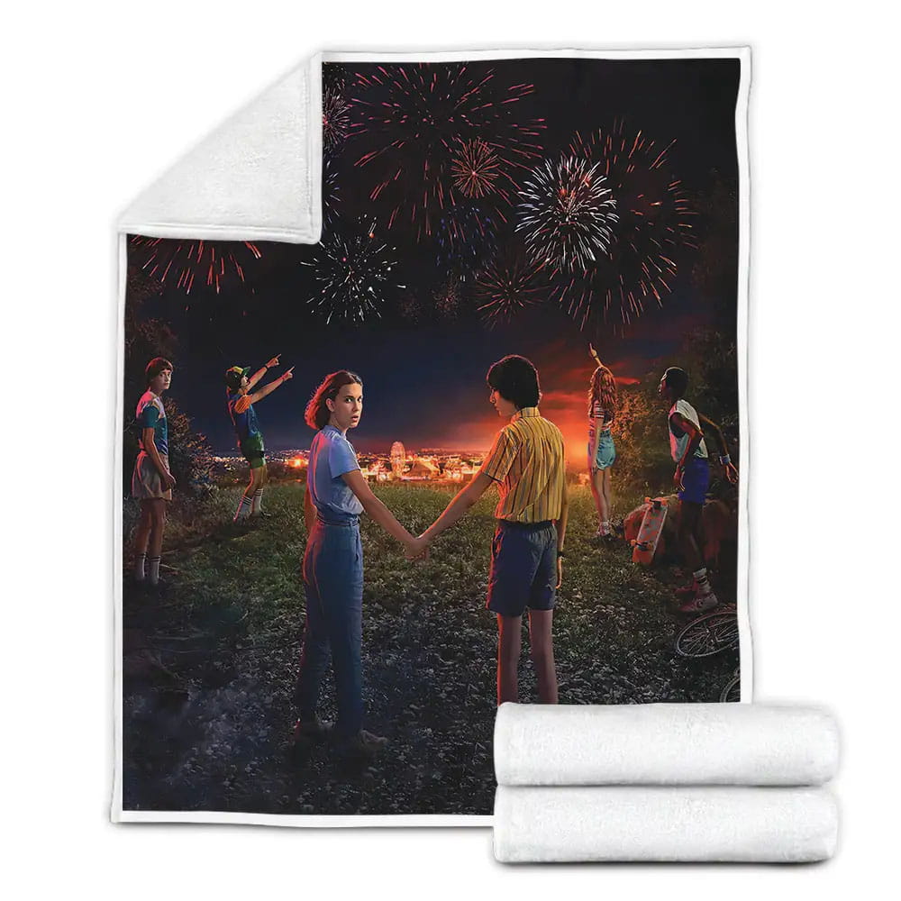 Stranger Things The Party In Fireworks Fleece Blanket Gift For Wife Husband Besties
