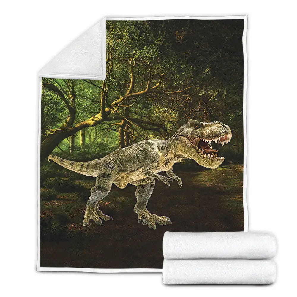 T-Rex In Jurassic World Fleece Blanket Gift For Christmas Thanksgiving Halloween