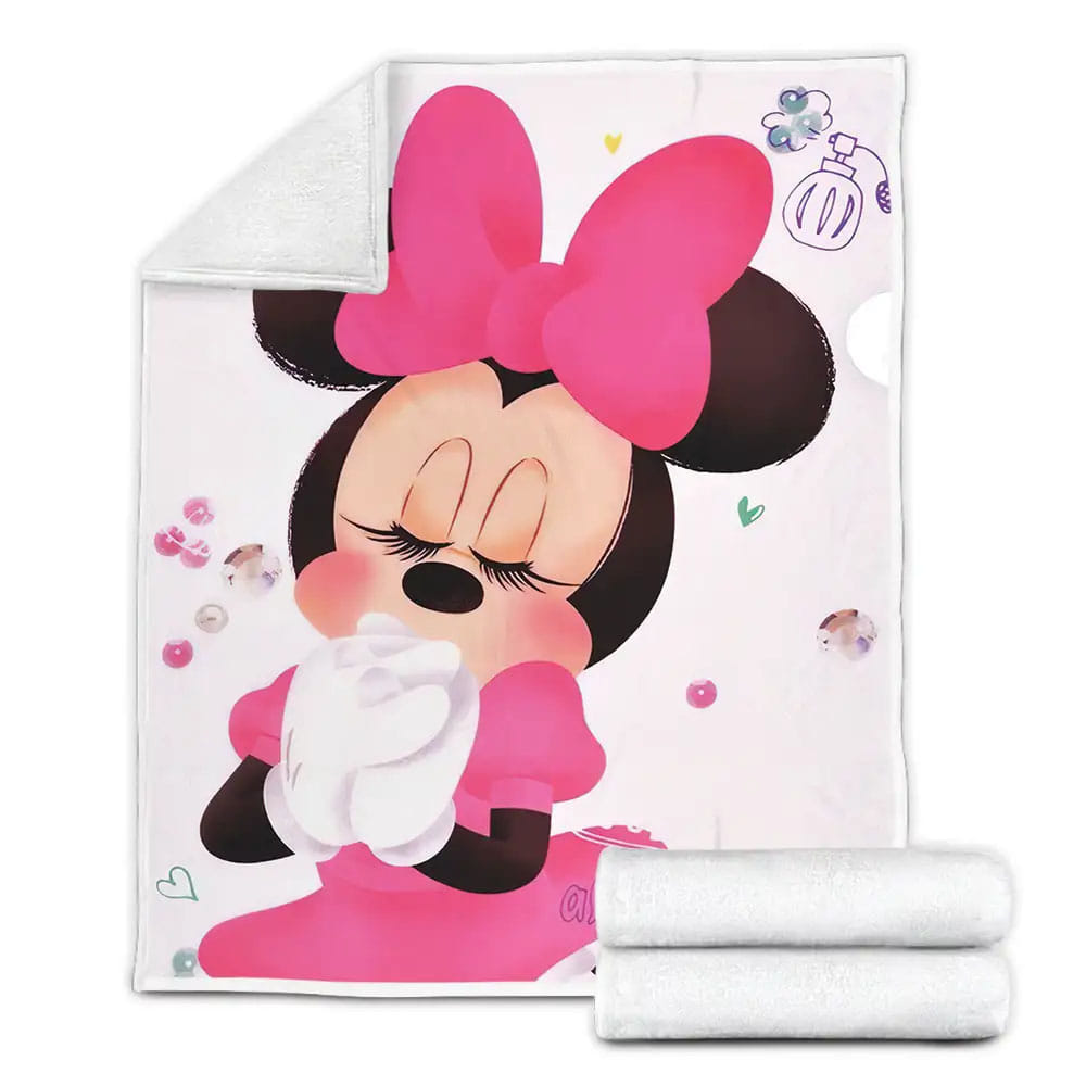 Minnie Mouse With Big Pink Bow Hairpin Fleece Blanket Gift For Wife Husband Besties