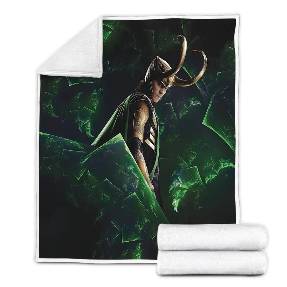 Marvel Loki God Of Mischief In Green Light Glass Fleece Blanket Perfect 