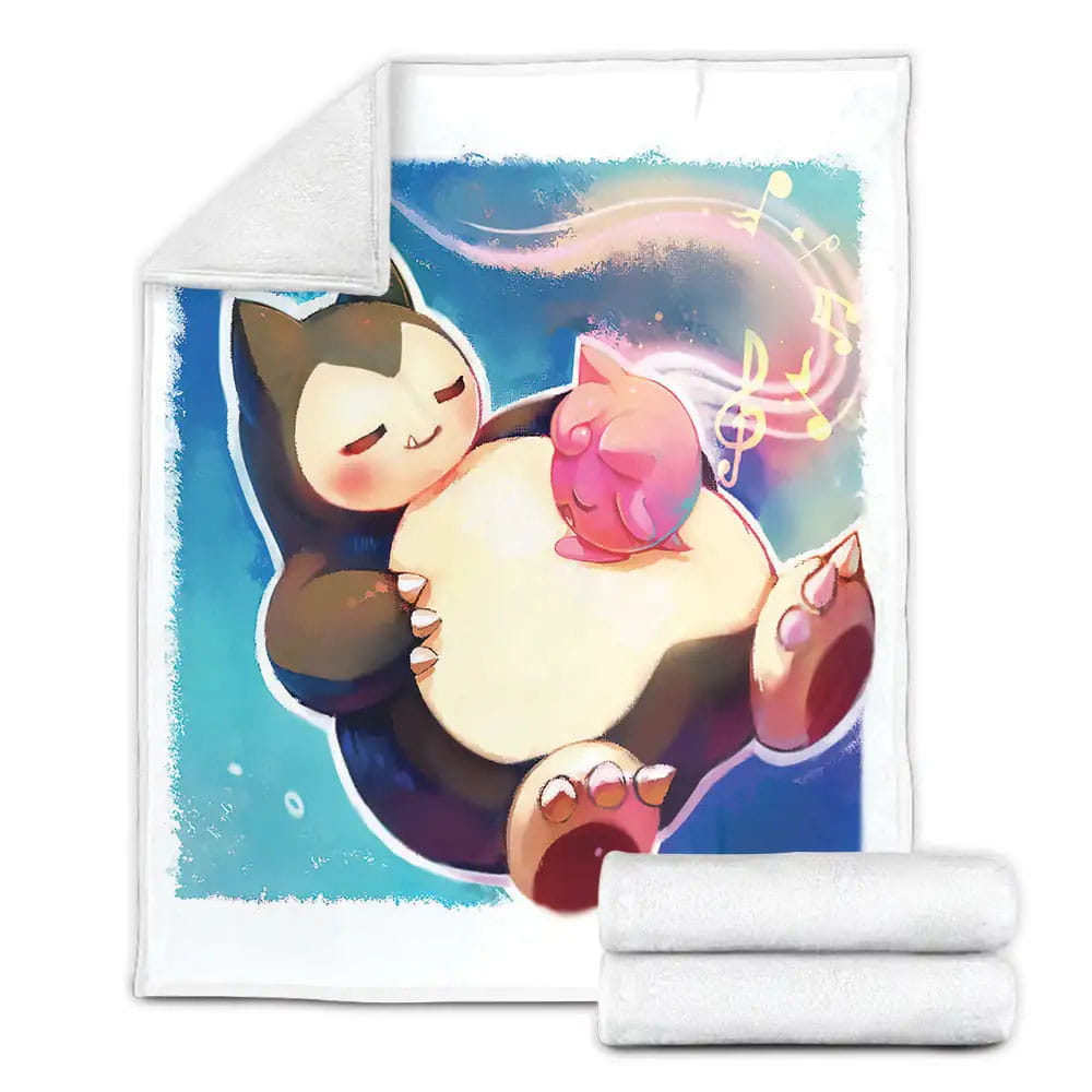 Pokemons Sleeping Snorlax And Jigglypuff Fleece Blanket Gift For Wife Husband Besties