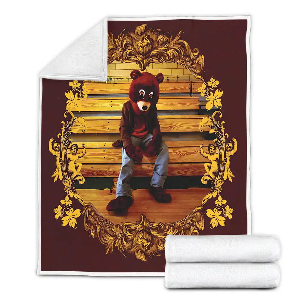 Kanye West College Dropout Album Cover Fleece Blanket Gift For Wife Husband Besties