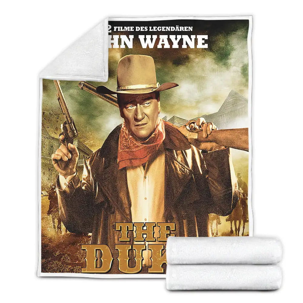 John Wayne The Duke Box Fleece Blanket Gift For Christmas Thanksgiving Halloween