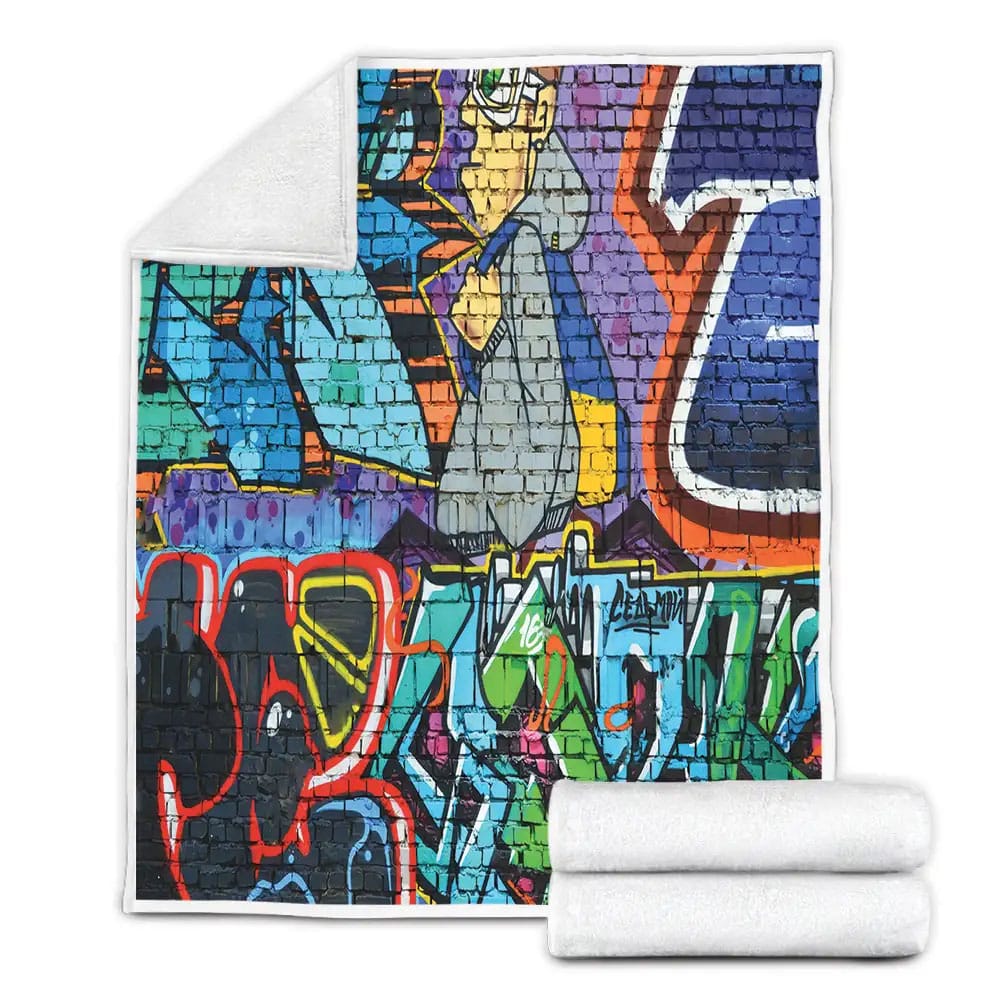 Graffiti Street Culture Fleece Blanket Gift For Christmas Thanksgiving Halloween