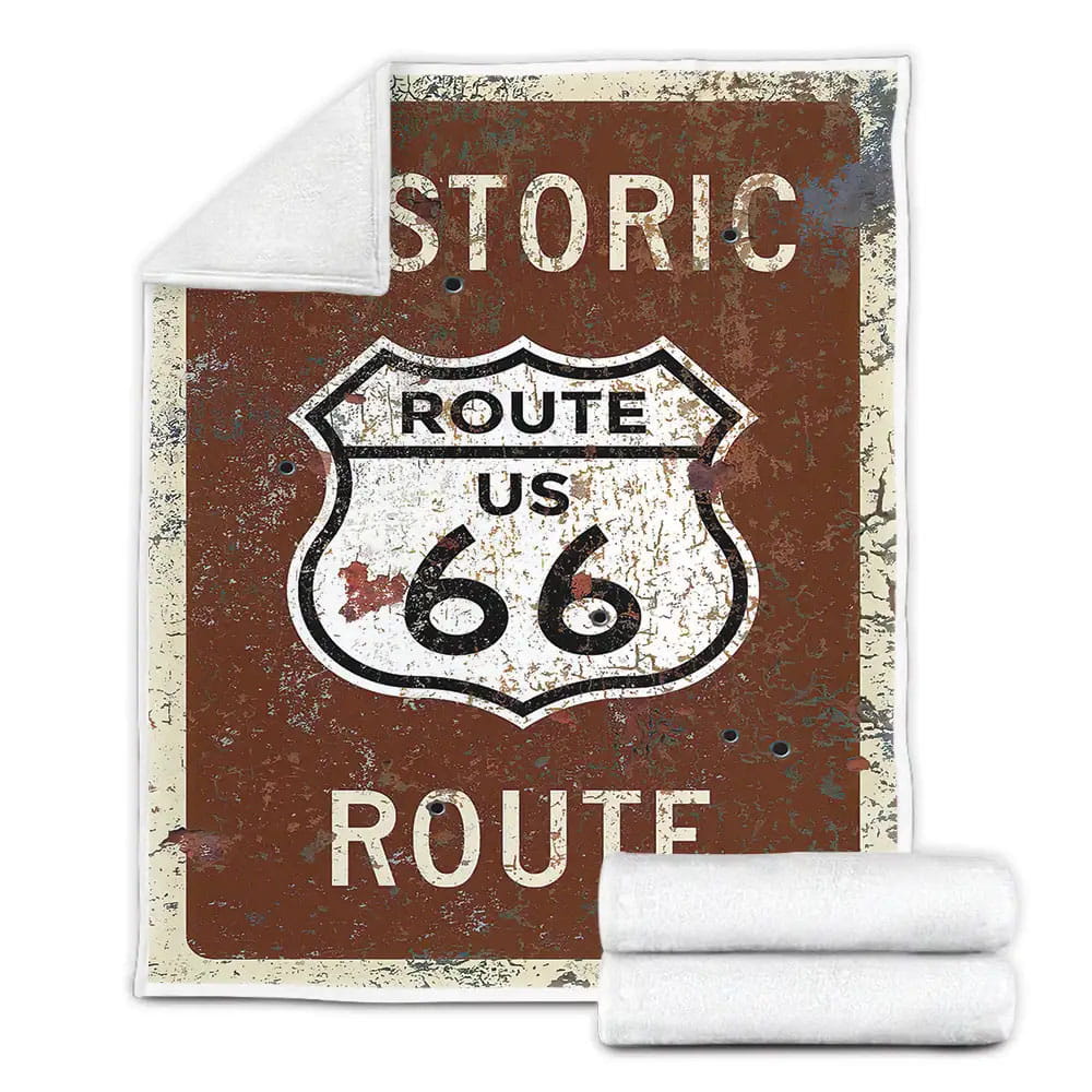 Route 66 Historic Fleece Blanket Gift For Birthday Halloween Christmas Thanksgiving