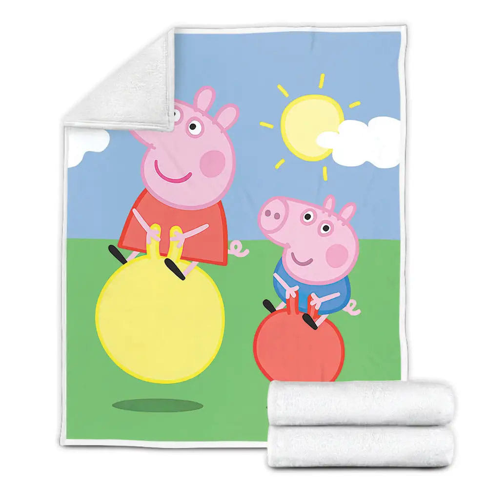 Peppa Pig And George Pig Fleece Blanket Gift For Christmas Thanksgiving Halloween